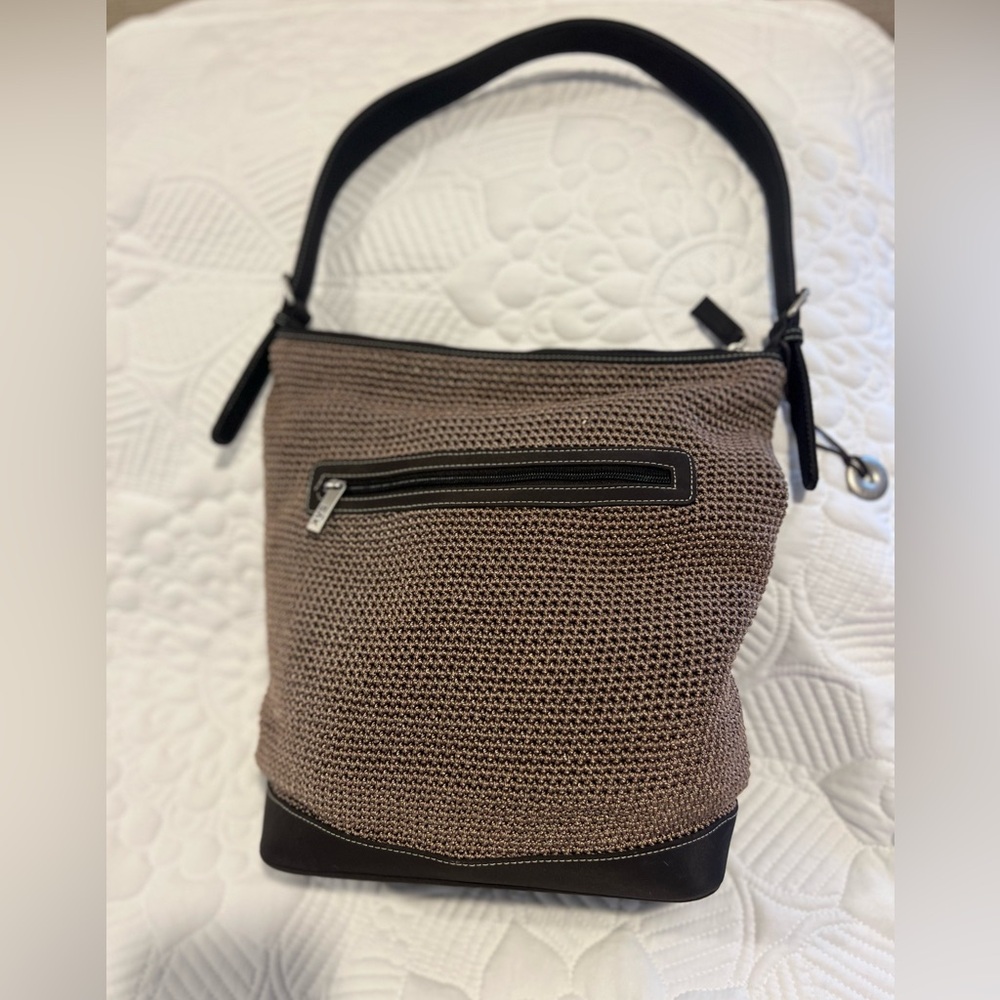 The Sak Brown and Black Shoulder Bag with Knit Texture